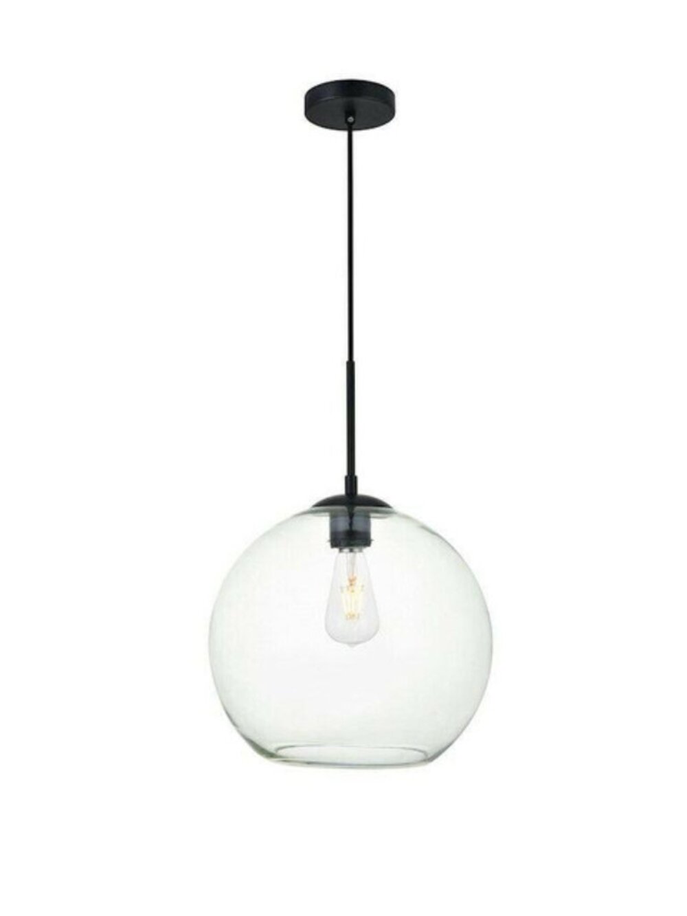 Living District Baxter 1 Light Pendant, Black/Clear, 11.8 - LD2224BK
